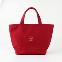 Sac fourre-tout en toile personnalisé avec logo, pochette de rangement pliable sans fermeture pour cadeaux, rouge, 22x17x21,5 cm, usage quotidien, voyage en plein air