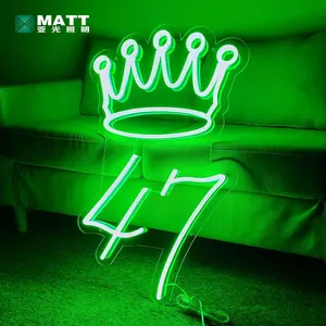 Matt Dropshipping Wall Mounted Acrylic LED Neon Party Sign Customized Birthday Neon Light Custom King Crown Neon Sign