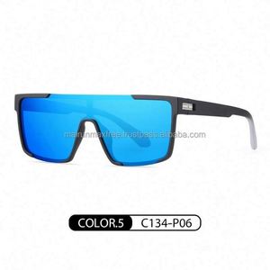 Custom Wholesale Tr90 <b>Frame</b> High Quality Fashion Tac Lens Side Shield Safety Polarized UV400 Square Full <b>Frame</b> Sunglasses Blue - Product Image 2