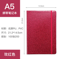 Carnet A5 à couverture rigide, artistique et exquis, avec sangle personnalisable, pour la créativité, au design simple et frais, pour étudiants, avec paillettes