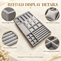 Organisateur de bijoux en velours gris personnalisé, insert de tiroir empilable pour bagues, boucles d'oreilles, colliers, rangement de placard