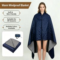 Manta térmica extragrande impermeable de forro polar grueso para camping y pícnic al aire libre con capucha, ideal para invierno.