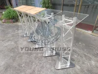 Atril de aluminio Rectangular curvo de fábrica, exhibición de podio plegable y portátil para espectáculo de eventos de escenario