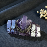 Peigne à cheveux rétro fait main en cristal et branche de lune, épingle à cheveux en quartz à fermoir à ressort, accessoires de luxe multicolores pour femmes pour les fêtes