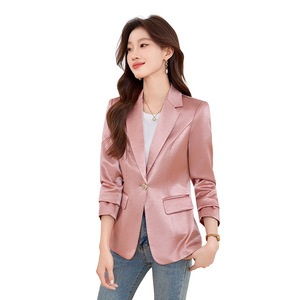 Women's Black Blazer Polyester Solid Color Anti-Wrinkle Formal Suit Jacket - Product Image 5