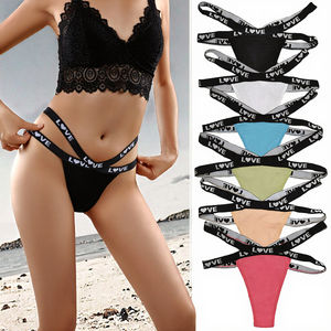 Ventes en gros de sous-vêtements sexy en coton pour femmes, culottes à taille basse, string à bande <span class=keywords><strong>X</strong></span>, culottes respirantes en tricot avec une bonne élasticité pour les femmes mûres - Product Image 3