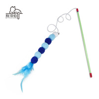 Accessoires pour animaux de compagnie, vente chaude, jouet pour chat, teaser de jeu, mouvement actif, jouet pour chat bleu, autocollant