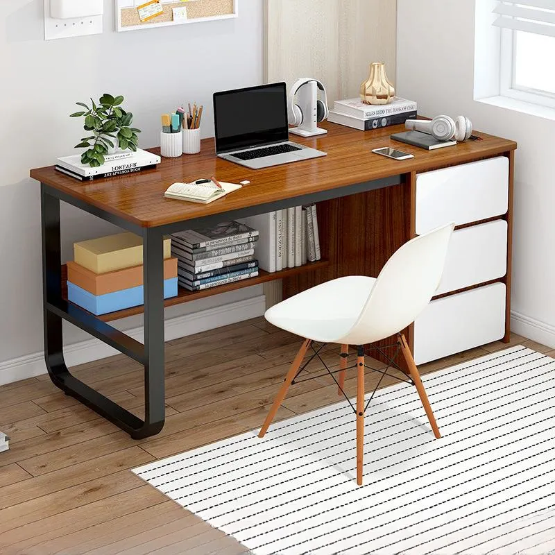 Groothandel Modern Design Thuis Kantoormeubilair Houten Witte Pc Tafel Metalen Frame Bureau Computer Desks Te Koop