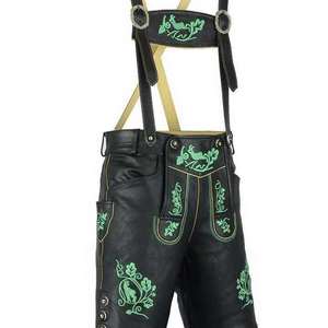 Lederhosen bavaroises classiques noires brodées, vêtements de festival, tailles européennes 46 à 62 en stock - Product Image 1