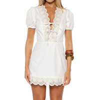 Robe mini décontractée d'été sans manches, coupe ajustée, en dentelle blanche, à fleurs, style A-line