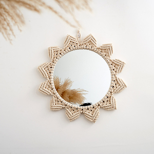 <span class=keywords><strong>Espejo</strong></span> Decorativo <span class=keywords><strong>Redondo</strong></span> de Macramé Acrílico Hecho a Mano <span class=keywords><strong>con</strong></span> Flecos Estilo Boho <span class=keywords><strong>para</strong></span> Apartamento, Sala de Estar, Dormitorio, Cuarto de Bebé, Decoración del Hogar - Product Image 1