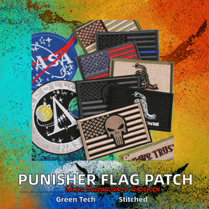 Parches Tácticos Punisher con Gancho y Bucle, Bordado de Bandera Americana, Tela Ecológica Termoadhesiva para Gorras - Product Image 3