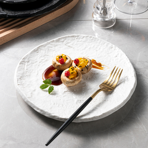 YAYU nueva piedra textura Plote porcelana vajilla negro blanco platos conjuntos cerámica <span class=keywords><strong>gres</strong></span> plato piedra <span class=keywords><strong>roca</strong></span> diseño postre bandeja - Product Image 4