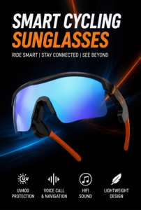 Gafas de Ciclismo Inteligentes V20 con Audio, Campo de Sonido Abierto, Llamadas HD, Control por Voz, Ligeras, ABS+PC, Unisex, Visera Antivaho - Product Image 4