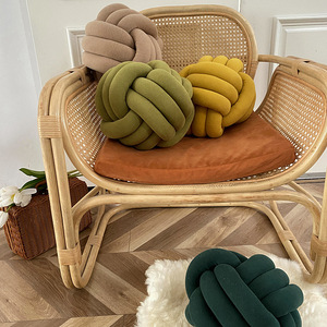 Cojín de bola anudada de cuerda de tres hebras de Color sólido, cojín de sofá de hilo tejido a mano, cojín de ventana tejido a mano - Product Image 2