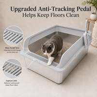 Litière pour chat en acier inoxydable XXL semi-fermée, durable, vente en gros directe d'usine
