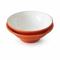 Ensemble de 5 bols en mélamine orange écologiques personnalisés, empilables, finition mate à l'extérieur, brillante à l'intérieur, pour servir des salades de fruits