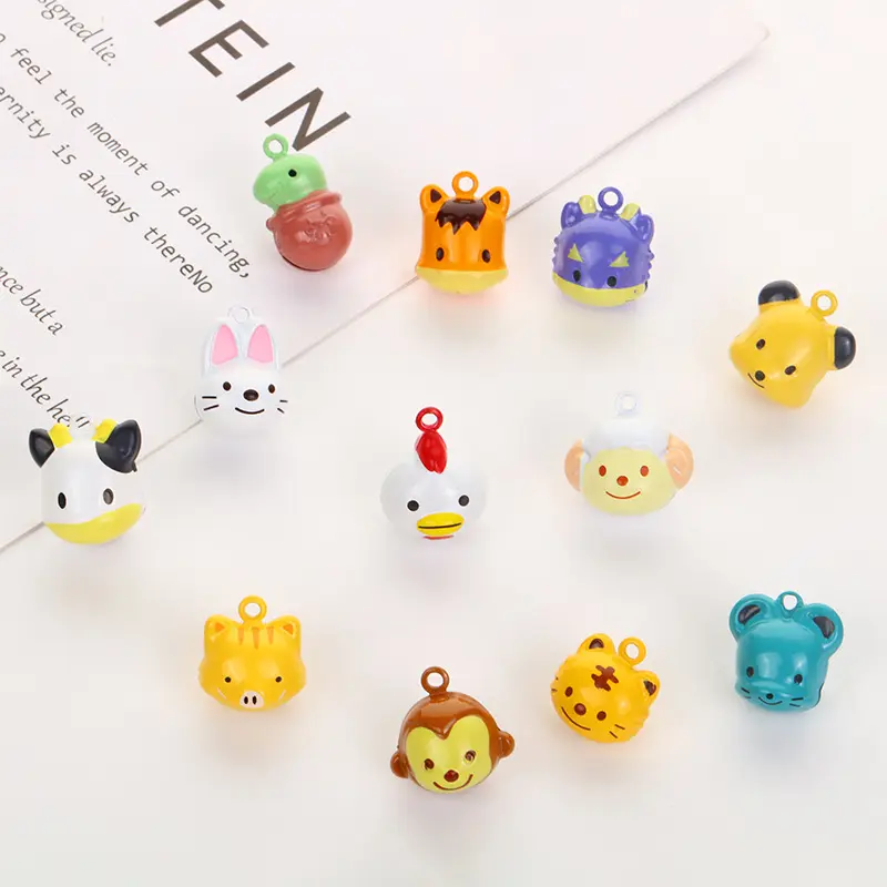 Pet Toys Bell For Dogs Cat Training Interactive Toy Multi-color Small Brass Cartoon Dog Bell Diy Pet Collar Bells