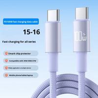 Kabel Pengisian Cepat 100W-Mark Dual Type-C USB 3.0 3A 2M Tembaga Murni Nylon untuk Ponsel Mobil Earphone