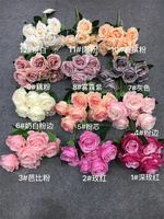 S02489 Décor De Mariage Blanc Rouge Faux Rose Bouquet Floral 12 9 Têtes Rose Bundle Faux Soie Bouquet De Fleurs De Rose Artificielles
