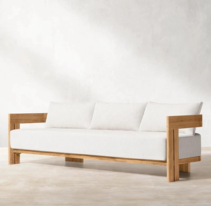 Conjunto de Sofás de Teca para Exteriores de Estilo Mediterráneo, Lujoso, Ecológico y Contemporáneo, con Cojines Impermeables para Jardín, Patio u Hotel - Product Image 4