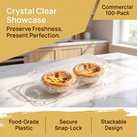 Boîtes à dessert miniatures en plastique transparent à charnière pour 2 tartelettes aux œufs, fermeture sécurisée, boîtes à pâtisserie à emporter
