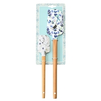 Kit de spatules à fleurs en silicone antiadhésives écologiques modernes avec manche en bois, outil de pâtisserie pour la crème de Noël, marque ZMMY en stock