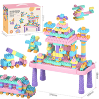 Mesas de Construcción de Bloques HTL DIY, Juguete Educativo para Niños, Juguete de Ensamblaje DIY, Juego de Bloques de Construcción de Color Macaron, Bloques de Ladrillos