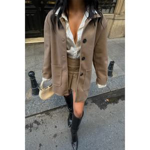 Chaqueta de Cachemira, Blazer de Manga Larga, Color Otoño S Visa, Tejido de Color - Product Image 5