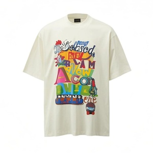 Custom Printed Vintage Colorful <b>Spray</b> Pattern 100% Cotton Men's T-Shirt Round Neck Short Sleeve Men's T Shirts - Product Image 4