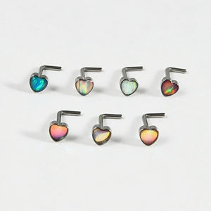 20G Titane <span class=keywords><strong>Coeur</strong></span> Nez Goujons Flash <span class=keywords><strong>Film</strong></span> Opale Nez Anneaux Push-in Piercing Cercueil Carré Narine Piercing Bijoux Pour Femmes <span class=keywords><strong>Hommes</strong></span> - Product Image 5