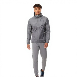 Custom Logo Printed Solid Men's Windbreaker Suit High Quality Lightweight Breathable Windproof <b>Low</b> MOQ 100% Nylon High Street - Product Image 1