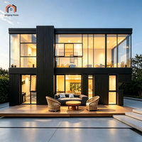 Maison préfabriquée de luxe à 2 étages avec miroirs, facile à assembler, bâtiments modernes prêts à être expédiés, véranda préfabriquée