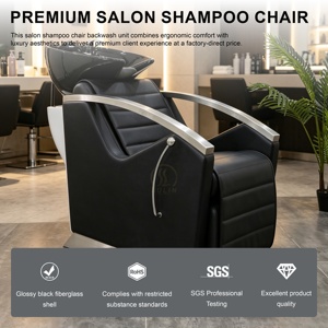 Sillón de <span class=keywords><strong>Lavacabezas</strong></span> Moderno Directo de Fábrica con Lavabo de Cerámica, Tapicería de Cuero PU, Estación de Lavado Ajustable, Ecológico y Personalizable - Product Image 1