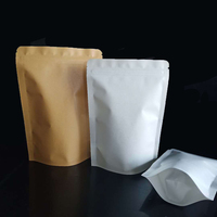 Sacs en papier kraft biodégradables blancs et bruns pour le stockage alimentaire, emballage personnalisé avec logo, pochettes réutilisables en Mylar avec fenêtre transparente pour aliments pour animaux de compagnie