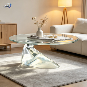 Mesa de Centro de Resina Transparente con Aspecto de Vidrio Redondo, Escultura Fluida para Sala de Estar - Product Image 2