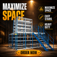 Système de rayonnage industriel haute densité pour entrepôt, plateforme de mezzanine en acier avec escalier