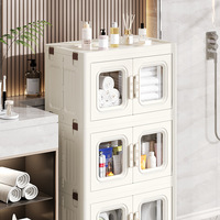 Armoire de rangement pliable carrée en plastique, grande capacité, style moderne et minimaliste, à cinq niveaux, pour articles ménagers et jouets, avec couvercle rabattable