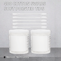 Coton-tiges de précision à pointe fine 125 mm, 400 unités, double face, embouts en coton biologique soigneusement enveloppés, tiges en papier, doux et délicats