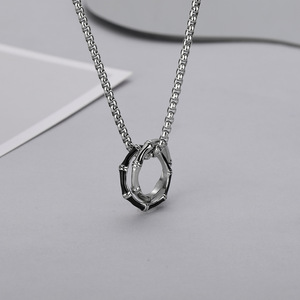 새로운 스타일 더블 링 펜던트 트렌디 한 목걸이 남성용 고급 스웨터 체인 쇄골 목걸이 - Product Image 2