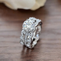 Bague solitaire ronde géométrique en cuivre exquis avec zircone pour femme, bijoux de fiançailles