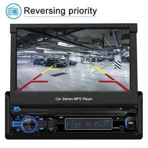 Wholesale 7 Inch Auto Retractable Car Player Carplay 1din Car Tv Lcd Mp5 Player Rearview Mirror Car Video Monitor With TV