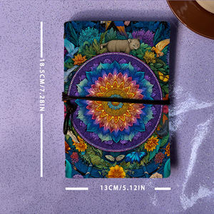 Carnet de notes A6 fait à la main de style vintage 80 feuilles pour les professionnels avec <span class=keywords><strong>Mandala</strong></span> <span class=keywords><strong>chat</strong></span> oiseaux papillons Flowe - Product Image 4