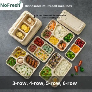 Bandeja de comida desechable de pulpa con 4 compartimentos, embalaje para llevar, ecológico y biodegradable - Product Image 3