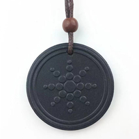 Vente flash : pendentif en forme de pièce de monnaie quantique en lave, design énergétique, bijoux scalaires, breloques avec carte nano et boîte