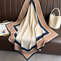 Nouveau Foulard Carré de Luxe en Soie 90x90cm, Imprimé Lettre H Tendance, en Soie Sergée, pour Femme, Petit Foulard de Cou, Bandana