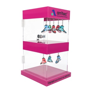 Custom 2 Layers Acrylic Keychain Accessories Hanging <strong>Display</strong> Box Acrylic <strong>Display</strong> <strong>Case</strong> Box <strong>with</strong> <strong>Lock</strong> - Product Image 2