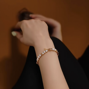 Pulsera de cristal de acero inoxidable 316L con baño de oro PVD y diamantes de imitación, joyería de moda para mujer. - Product Image 3