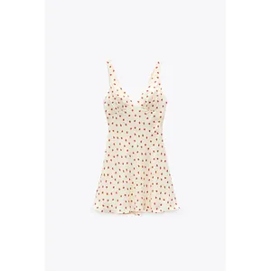 Zares-Vestidos informales con flores y fresas para mujer, minivestido de verano con escote en V