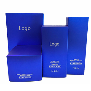 Caja Cosmética Rígida Azul Cobalto, Empaque para Crema de Esencia de Huevas de Pescado, Logotipo Impreso con UV, Papel Artístico Rectangular de Alta Gama - Product Image 2